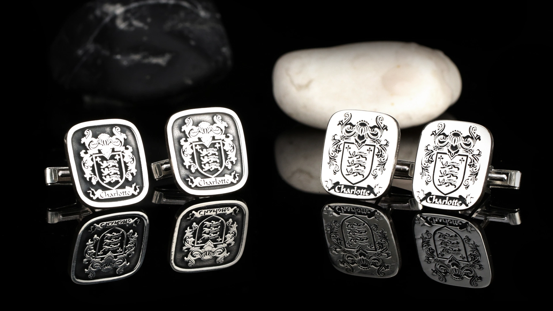 Family Logo Cufflink Silver and Solid Gold